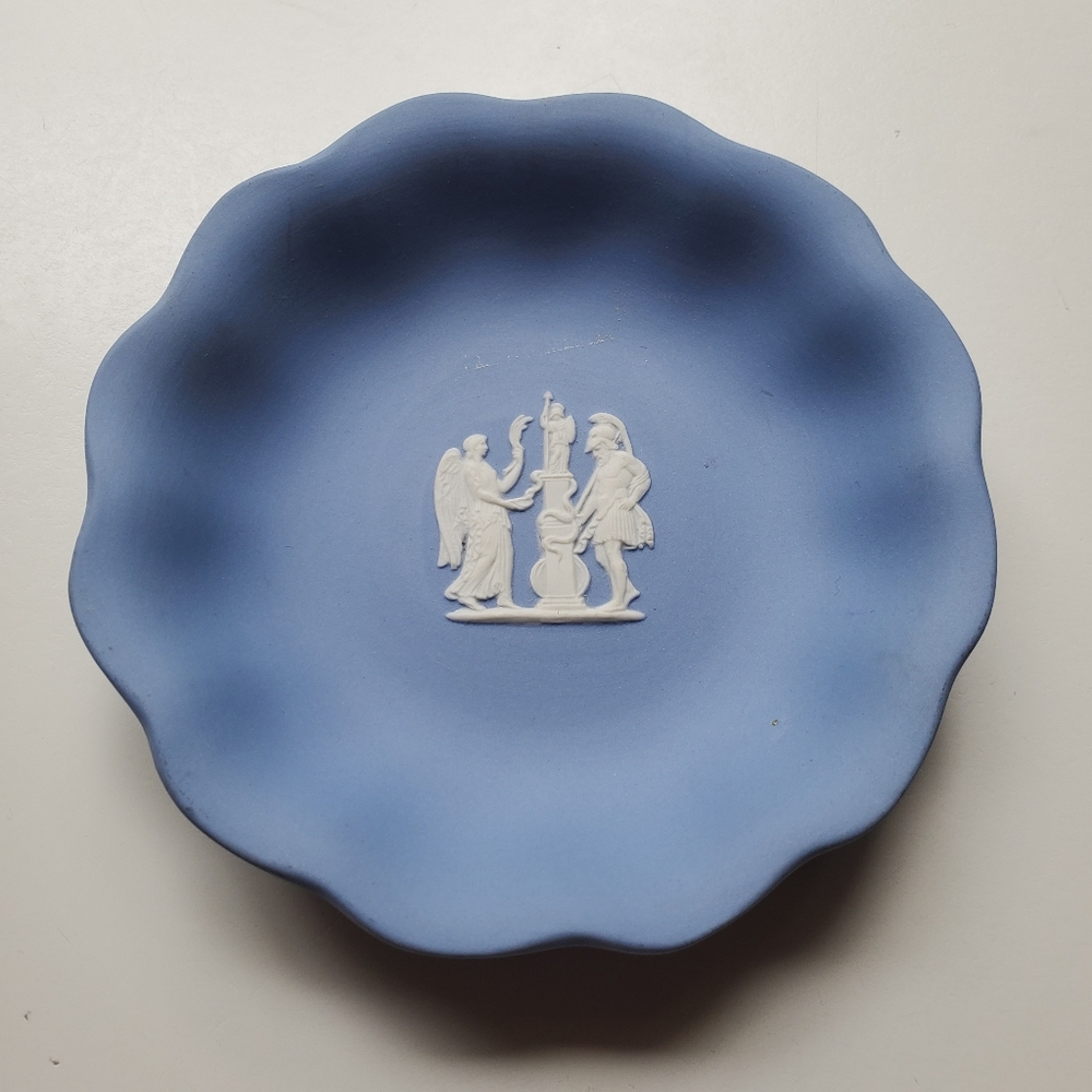 Wedgwood Jasperware Vintage Trinket Tray Blue and white 1960